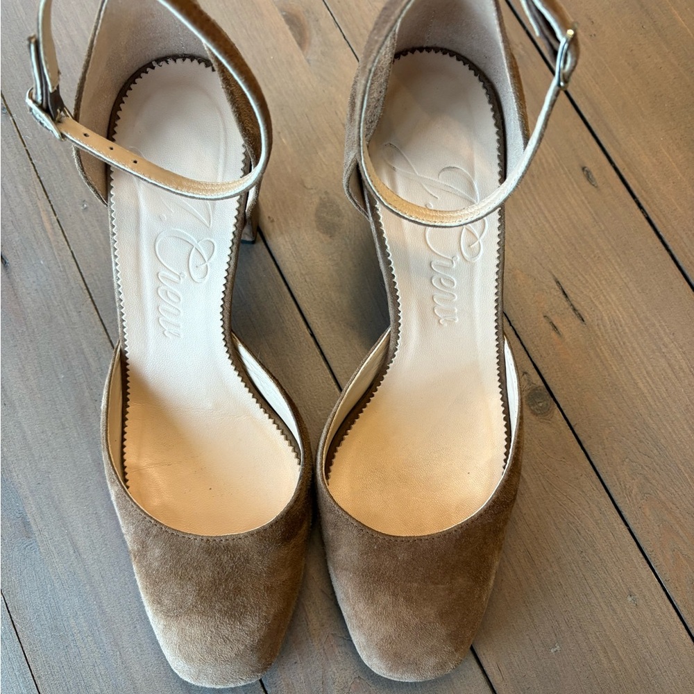 JCrew Brown Suede Ankle Strap Heels